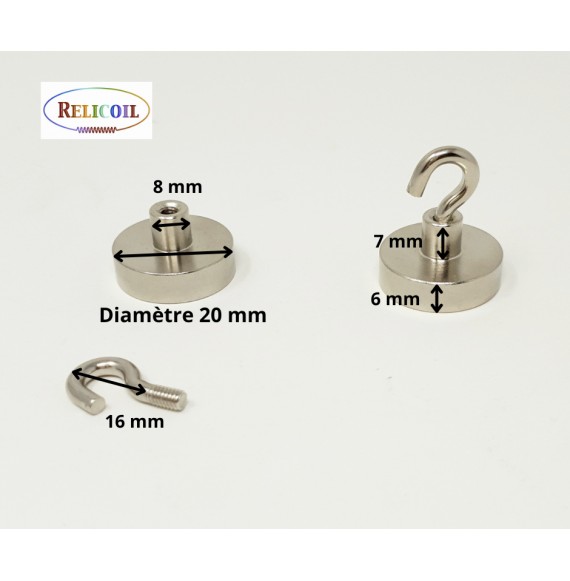 CROCHET AIMANT DIAMETRE 20 MM PAR 10