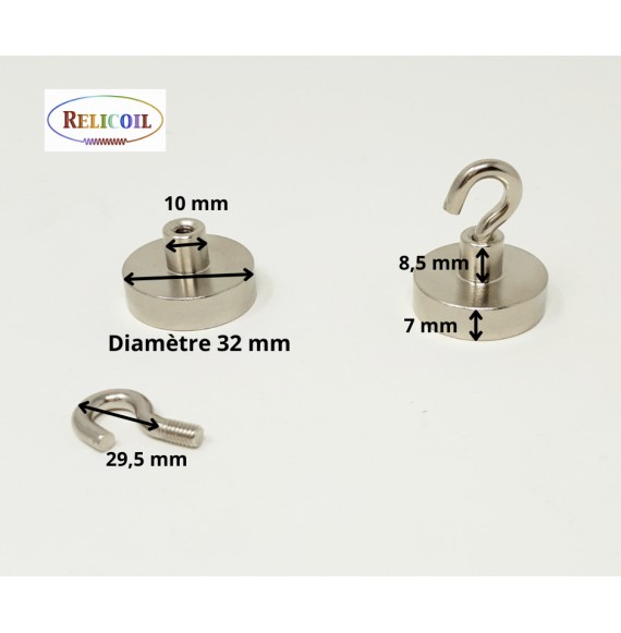 CROCHET AIMANT DIAMETRE 32 MM PAR 10